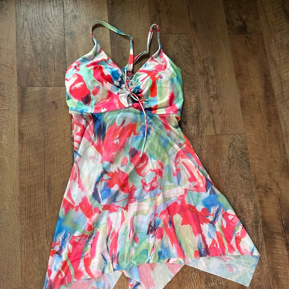 Women's Hanna Nikole Swim Coverup Plus Size 22 Pink Blue Floral